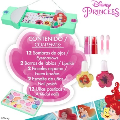Bolsa de maquiagem com 2 níveis e 30 pc Princesas Disney