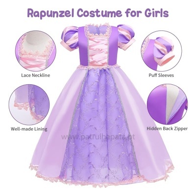 Disfarce Princesa Rapunzel + acessórios