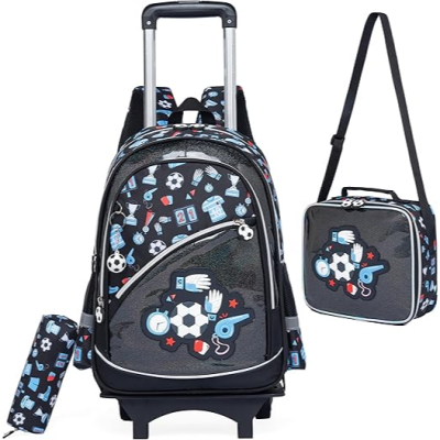 Conjunto Escolar Trolley Futebol - Trolley + lancheira + porta-lápis