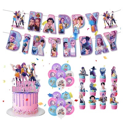 Decoração Aniversário K-Pop Demon Hunters inspiração