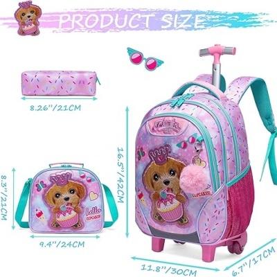 Conjunto Escolar Puppy - Trolley Escolar + Lancheira + Porta-lápis