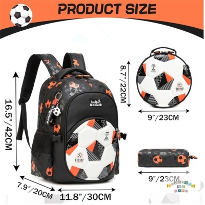 Conjunto Escolar Mochila Futebol - Mochila + lancheira + porta-lápis