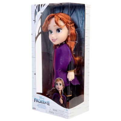 Boneca Anna do Frozen II em caixa branca com efeito de casca de árvore