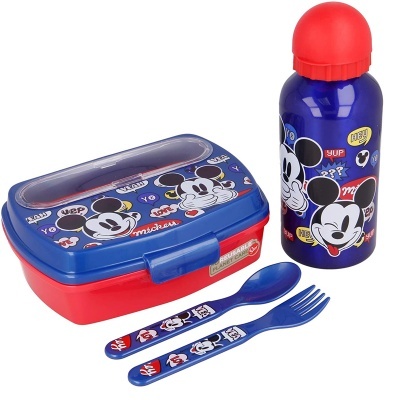 Conjunto de cantil + sanduicheira e talheres Mickey