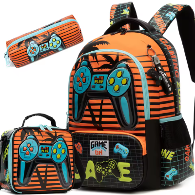 Conjunto Escolar Gamer Game On - Mochila + lancheira térmica + porta-lápis