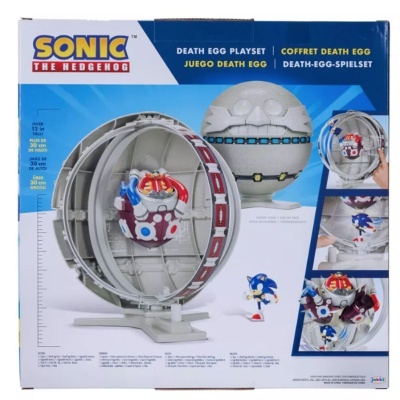 Caixa de brinquedo Sonic The Hedgehog playset Death Egg com figuras e estrutura esférica cinzenta