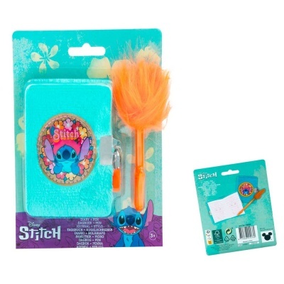 Mini diário + caneta Stitch Disney