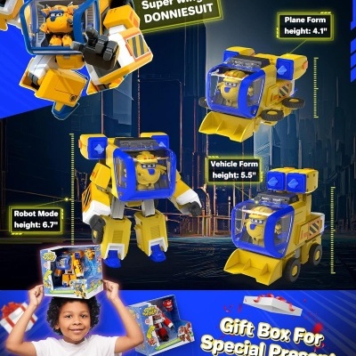 Super Wings Donnie Transforming Supercharged & Mini Magnetic Super Pet