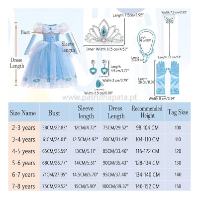 Disfarce Princesa Cinderela com acessórios
