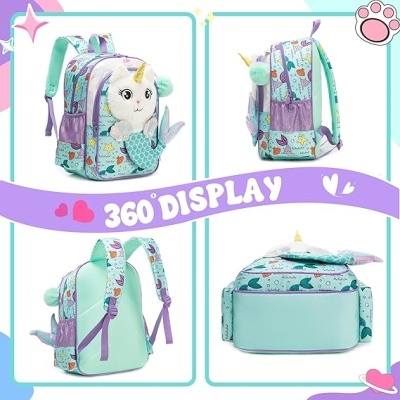 Conjunto Escolar Fluffy Gato - Mochila Escolar + lancheira + estojo