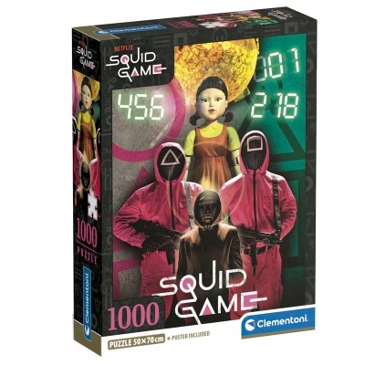 Caixa de puzzle Squid Game 1000 peças com personagens e números