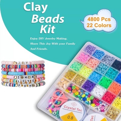 Kit de fazer pulseiras com contas de argila