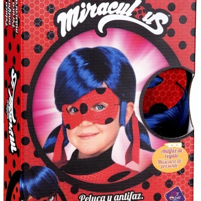 Peruca Ladybug e máscara para menina