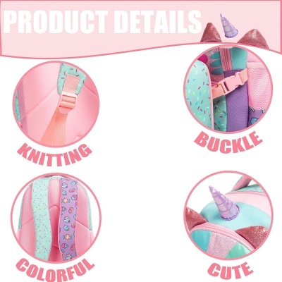 Conjunto Escolar Unicorn Rosa - Mochila + lancheira + porta-lápis