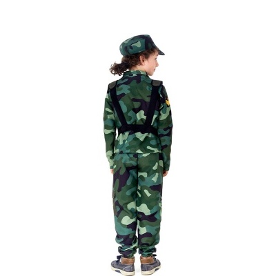 Fato Militar Camuflado Verde com Touca para criança