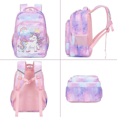 Conjunto Escolar - Mochila + lancheira térmica - Unicórnio rosa