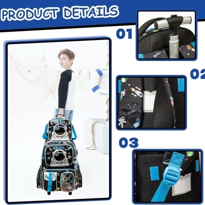 Conjunto Escolar Trolley Galaxy Astronaut - Trolley + lancheira + porta-lápis