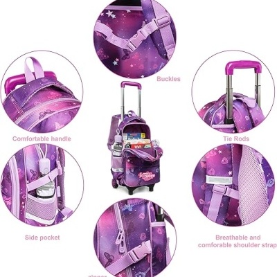 Conjunto Escolar Trolley Unicorn - Trolley + lancheira + porta-lápis