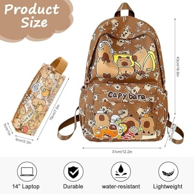 Mochila Escolar Capivara - Capybara 43 cm + estojo