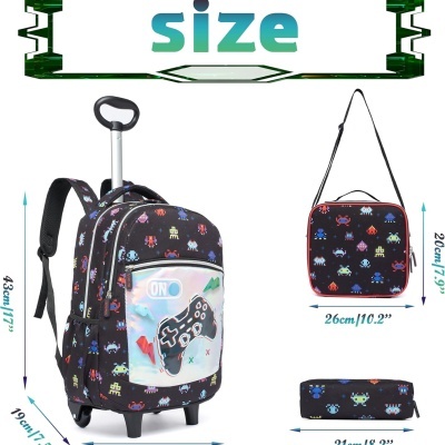 Conjunto Escolar Trolley Gamer - Trolley + lancheira + porta-lápis