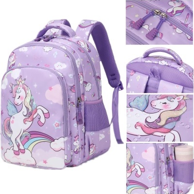 Conjunto Escolar Unicórnio - Mochila + lancheira + porta-lápis