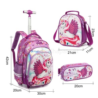 Pack Trolley Escolar Pink Unicorn