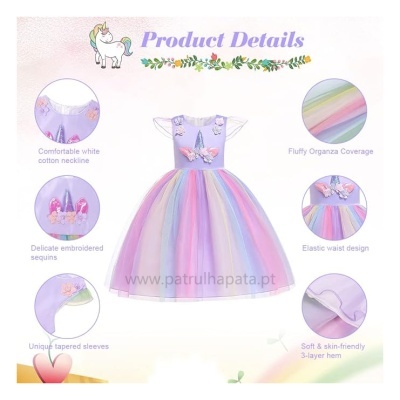 Fato rainbow purple Unicorn + acessórios
