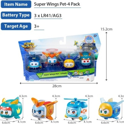 Super Wings Super Pet 4 Pack Shine, Golden Boy, Jerome, Ellie