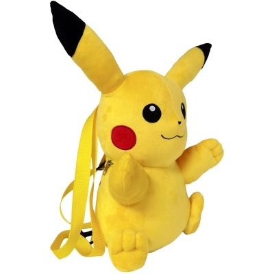 Mochila de peluche Pikachu amarela com alças
