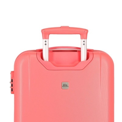 Mala de viagem rígida cor-de-rosa com pega telescópica