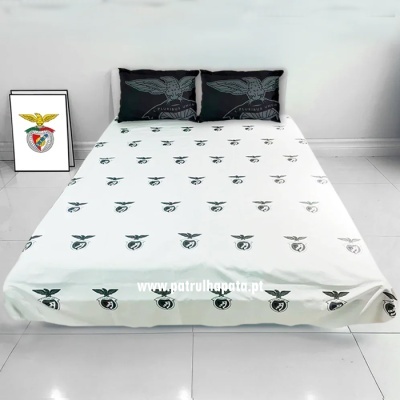 SL Benfica Conjunto Lençol + 2 Fronhas Casal - Modelo 2