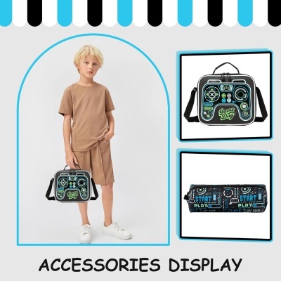 Conjunto Escolar Trolley Gamer - Trolley + lancheira + porta-lápis