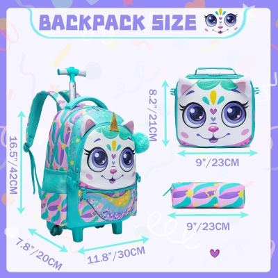 Conjunto Escolar Trolley Cute Panda - Trolley + lancheira + porta-lápis