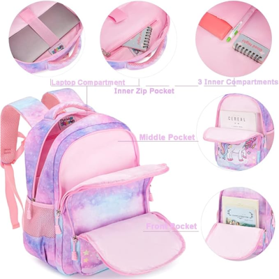 Conjunto Escolar - Mochila + lancheira térmica - Unicórnio rosa