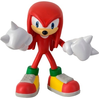 Figura de ação do personagem Knuckles vermelho com luvas brancas pontiagudas e sapatos coloridos