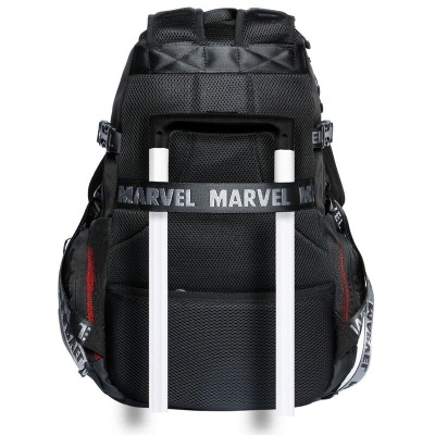 Mochila preta resistente com suporte para carrinho e alças ajustáveis