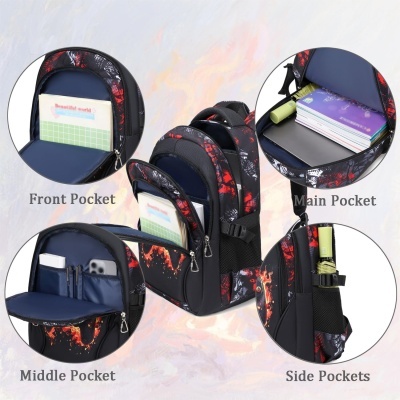 Conjunto Escolar Gamer Red - Mochila + lancheira + porta-lápis