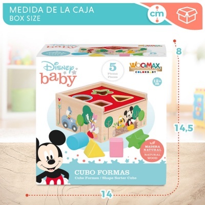 Cubo formas madeira Mickey Minnie Disney woomax