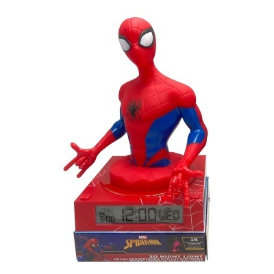 Candeeiro 3D com despertador Spiderman Marvel