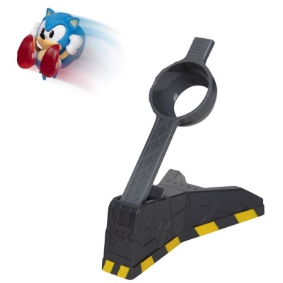 Lançador preto com figura do Sonic azul em movimento
