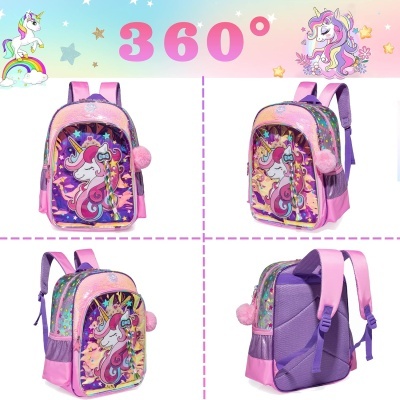 Conjunto Escolar Unicorn Hair - Mochila + lancheira + porta-lápis
