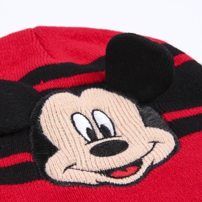 Gorro vermelho com orelhas 3D e bordado de Mickey Mouse