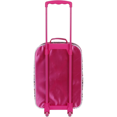 Mala de viagem pequena rosa com carrinho telescópico