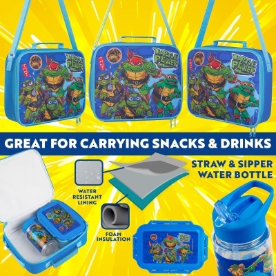 Conjunto Lancheira térmica + garrafa + sanduicheira Tartarugas Ninjas