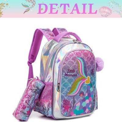Conjunto Escolar Sereia - Mochila + lancheira + porta-lápis