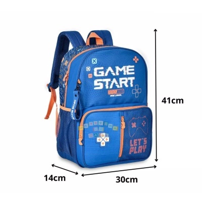 Mochila Escolar Azul Game Start Infantil