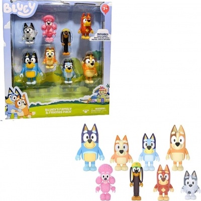 Conjunto figuras família Bluey e Bingo