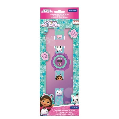 Relógio digital com Projeções de casa de bonecas da Gabby