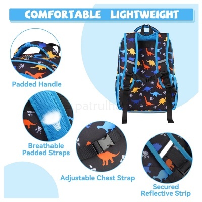 Mochila Escolar Dinossauros Blue