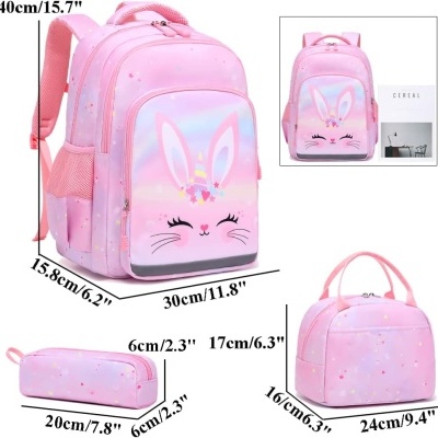 Conjunto Escolar Bunny Unicorn - Mochila + lancheira + porta-lápis